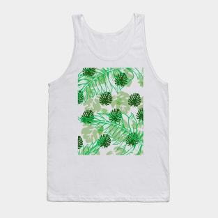 Green Palm Leaf Pattern Tank Top